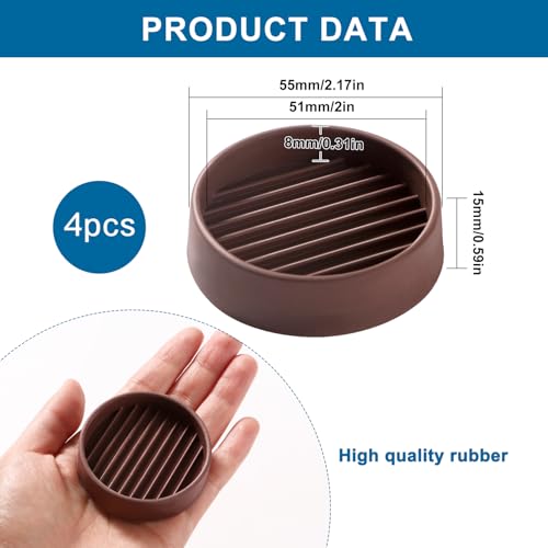 VooGenzek 4 PCS 2”/5.1cm Round Non Slip Furniture Pads, Bed Stoppers Rubber Furniture Feet - Image 2