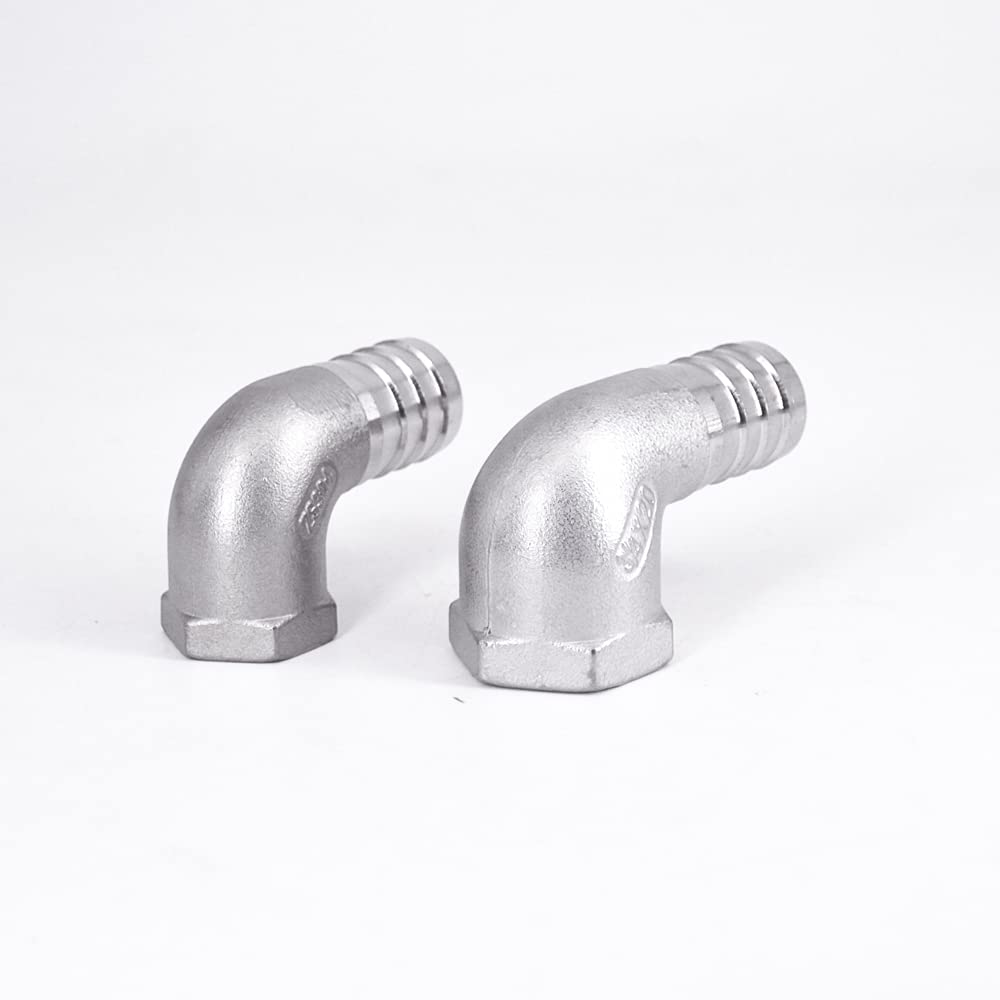 Raccord pour tuyau d'arrosage， Connecteur de raccord de tuyau en acier inoxydable 1/4, 3/8 "1/2" 3/4 "1" -2 "BSP femelle 8 10 12 13 15 20 25-50mm, coude à 90 degrés 304(3L8 BSP 12MM-ELBOW)
