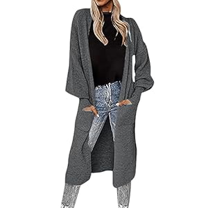 Cotton Sweaters for Women Petite Women’s Solid Color Medium Length Knitted Pocket Sweater Outerwear Sweater Cardigan Long Sweaters Cardigans for Women