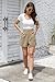 BEIGAI Damen Shorts Sommer Leinen High Waist Shorts mit Taschen,Helles Khaki,M
