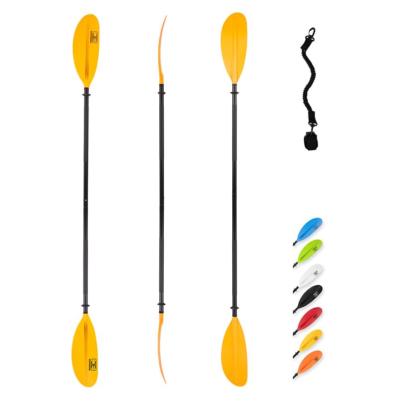 OCEANBROAD Kayak Paddle 86in/218cm, 90.5in/230cm, 95in/241cm Alloy Shaft Kayaking Boating Canoeing Oar with Paddle Leash