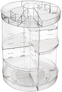 JessLab Makeup Organizer, 360 Degree Rotating Adjustable Cosmetic Organizer Makeup Storage Carousel Brush Lipstick Holder for Bathroom Vanity, Multi-Function and Large Capacity, Glossy Pattern