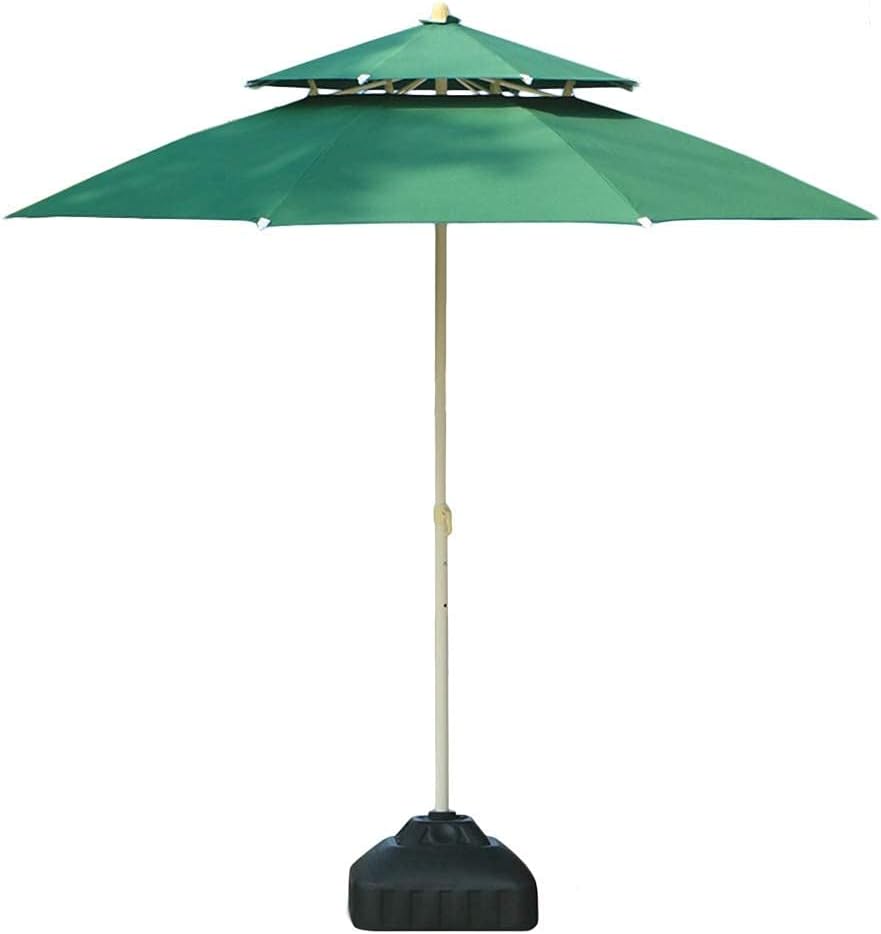 Parasols 7.5ft/9ft Double Top Patio Umbrella, Outdoor Sun Shade for Beach/Pool/Garden Umbrellas Round Sunscreen, Water/UV-Resistant Market Umbrella (Color : Green, Size : 9 Ft/270c