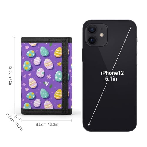 Colorful Easter Eggs Custom Trifold Wallet Front Pocket Credit Card Holder with Coin Purse for Men Women Travel Gifts2