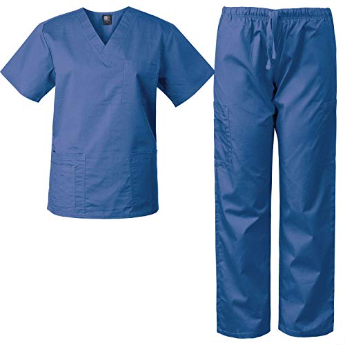 Medgear Scrubs for Men and Women Scrubs Set Medical Uniform Scrubs Top and Pants (Medium, Ceil)