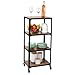 Mind Reader Woodland Collection, Rolling 4-Tier Cart, Utility Cart, Bar Cart, Omnidirectional Smooth Gliding Lockable Wheels, Wood and Metal, Brown