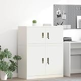 Ziaphsol Abschließbarer Aufbewahrungsschrank Weiß 90 x 40 x 40 cm aus Stahl pulverbeschichtet, Aktenschrank mit Türen für Büro, Homeoffice, Archivierung, Stauraum für Ordner