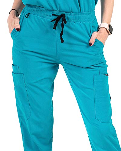 Image of Mim Women's Jogger Scrub Pants Caribbean-Blue S Regular