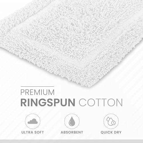 Martex 100% Cotton Ringspun Bath Rug | Super Soft | Super Absorbent | Essential Bathroom Rugs | Non-Slip Bath Mat | Quick Drying Bath Mat | White