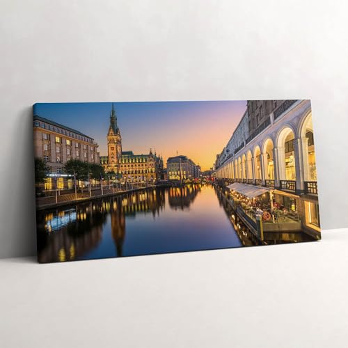 Image sur Toile Hambourg d'Art Décoration Murale Peinte 100x50cm