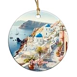 Weihnachtsschmuck Aus Keramik Besucherziele, Griechenland Ornament Dekorationen Runder Xmas Anhänger Geschenke Weihnachtsanhänger Für Festliches Kinder 7.3CM