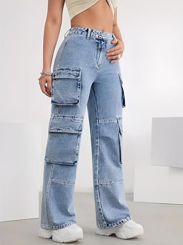 Image of CHKOKKO Women High Rise Denim Solid Regular Fit Jeans