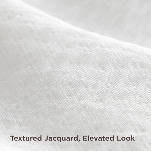 Image of Bedsure Textured Duvet Cover Queen Size - Cotton-Like Polyester Jacquard Duvet Cover Set for All Seasons - 3 Pieces Ultra Soft Bedding Set with 2 Pillow Shams, NO Comforter (White, Queen, 90 inchx90 inch)