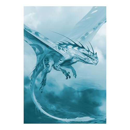 Katomula 100 MTG Card Sleeves with 100 Inner Sleeve, Textured Back Art Sleeves, Fit Standard Size Cards - Glacier Blue Dragon