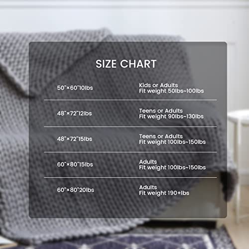 Zonli Cooling Knitted Weighted Blanket 15 Pounds (Light Grey, 48''X72''), Chunky Knit Weighted Blanket Twin Size For Sleep, Handmade Cozy Home Decor For Sofa Bed, Suit For One Person (~140Lb) #TOP6