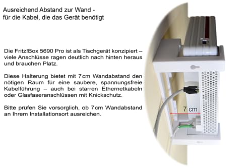 EasyClick wandhouder voor AVM Fritz!Box 5690 Pro, ook als plafondbeugel, veilig vastklikken, in elke richting monteerbaar, inclusief montagemateriaal. - Afbeelding 4