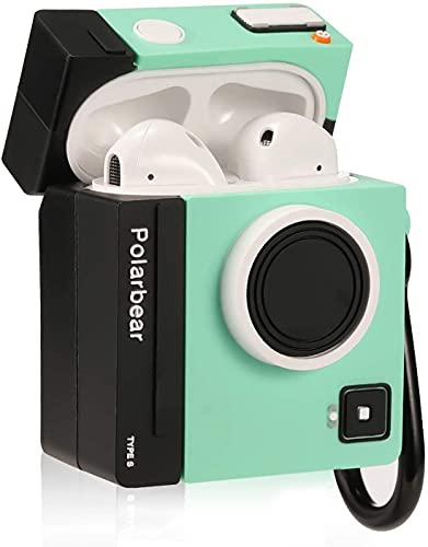 Image of FOLX Fac70 Airpods 1&2 Gen Soft Silicone Protective Case 3D Design Shockproof Case Cover with Anti-Lost Metal Keyring Compatible for Apple Airpods 1&2 Generation (Polar Bear) Multi-Coloured