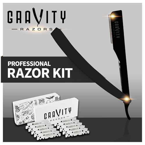 Image of Gravity Razors Professional Straight Razor - Ultra Exposed Straight Razor Kit with 10 Gravity Premium Blades, 2mm Exposed (The Reaper)