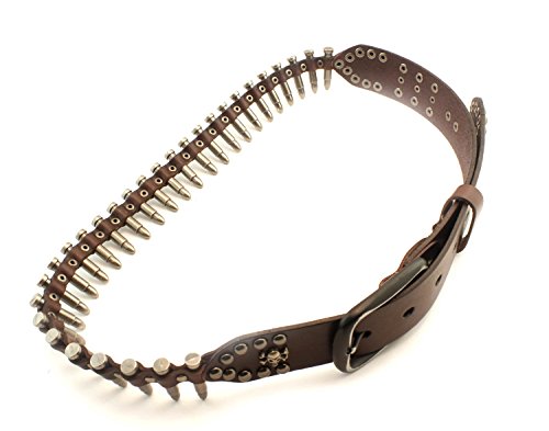vogueteen Genuine Leather Rocker Punk Mens Belt Cowhide Retro Bullet Skull Belts For Men2