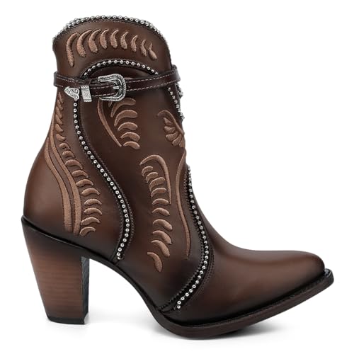 Image of Cuadra Women's Bootie Bovine Leather Embroidery with Zipper