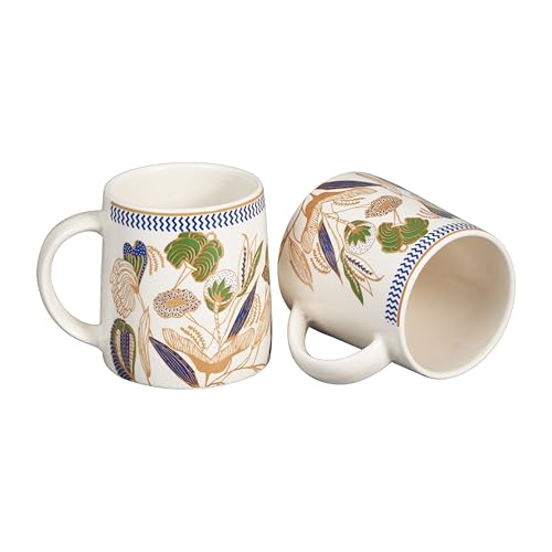 Image of miah decor Ceramic Tea Coffee Cups Set Handcrafted Studio Pottery Ceramic Small Chai Mug Set of 2 Drinkware Microwave Safe for Home & Restaurant (MD-725)
