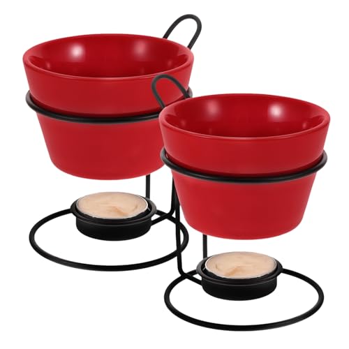 SOLUSTRE 2 Sets Desktop Butter Warmers Ceramic Cheese Warmer Pot Butter Melting Pan for Fondue Cheese