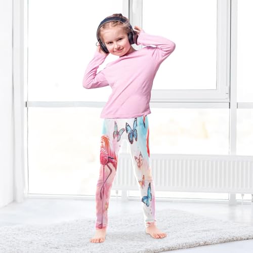 Toddler Girls Leggings Printed Yoga Pants Leggings Blue Butterfly Flamingo for Kids4