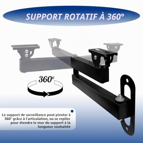 xyuayamz Support Mural pour Caméra, Supports Muraux Camera de Surveillance, Fixation d'angle Camera Réglable, Vidéosurveillance Wall Mount pour Intérieur et Extérieur, Métal, 1 Pièces, Noir – vue 3