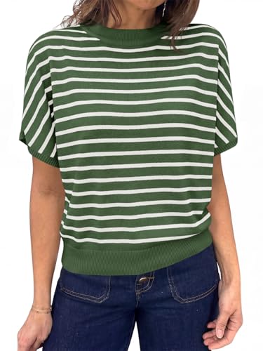 Image of Saodimallsu Women's Short Sleeve Crew Neck Knit Pullover Sweater