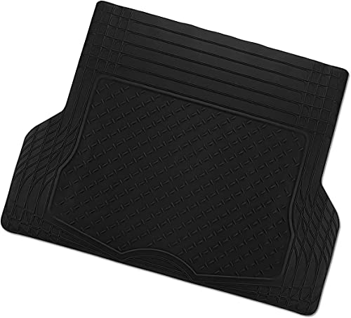 Zone Tech All Weather Rubber Semi Pattern Cargo Liner Trunk Floor Mat – Premium Quality Black Heavy Duty Cargo Trunk Floor Mat #TOP28