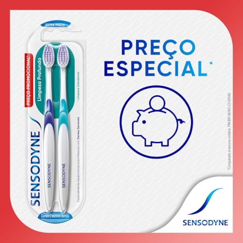 Sensodyne Limpeza Profunda Escova de Dente Extra Macia para Dentes Sensíveis - Kit com 2 unid.