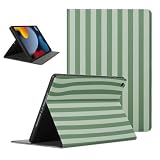 Mrtponk Classic Green Grey Striped Tablet Case for iPad mini 6 2021 8.3", Aesthetic Trendy Tripe Pretty Geometric Vertical Line Cases Soft TPU Protective PU Leather Flip Holder Cover for Girl Boy