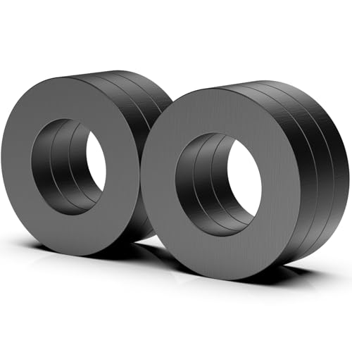 Caturledas 6 Pack Heavy Duty Ferrite Ring Magnets, OD2.36 x ID1.25 x T0.4 Large Strong Round Ceramic Magnet for Crafts Hobby Science Fridge Tool Room Whiteboard