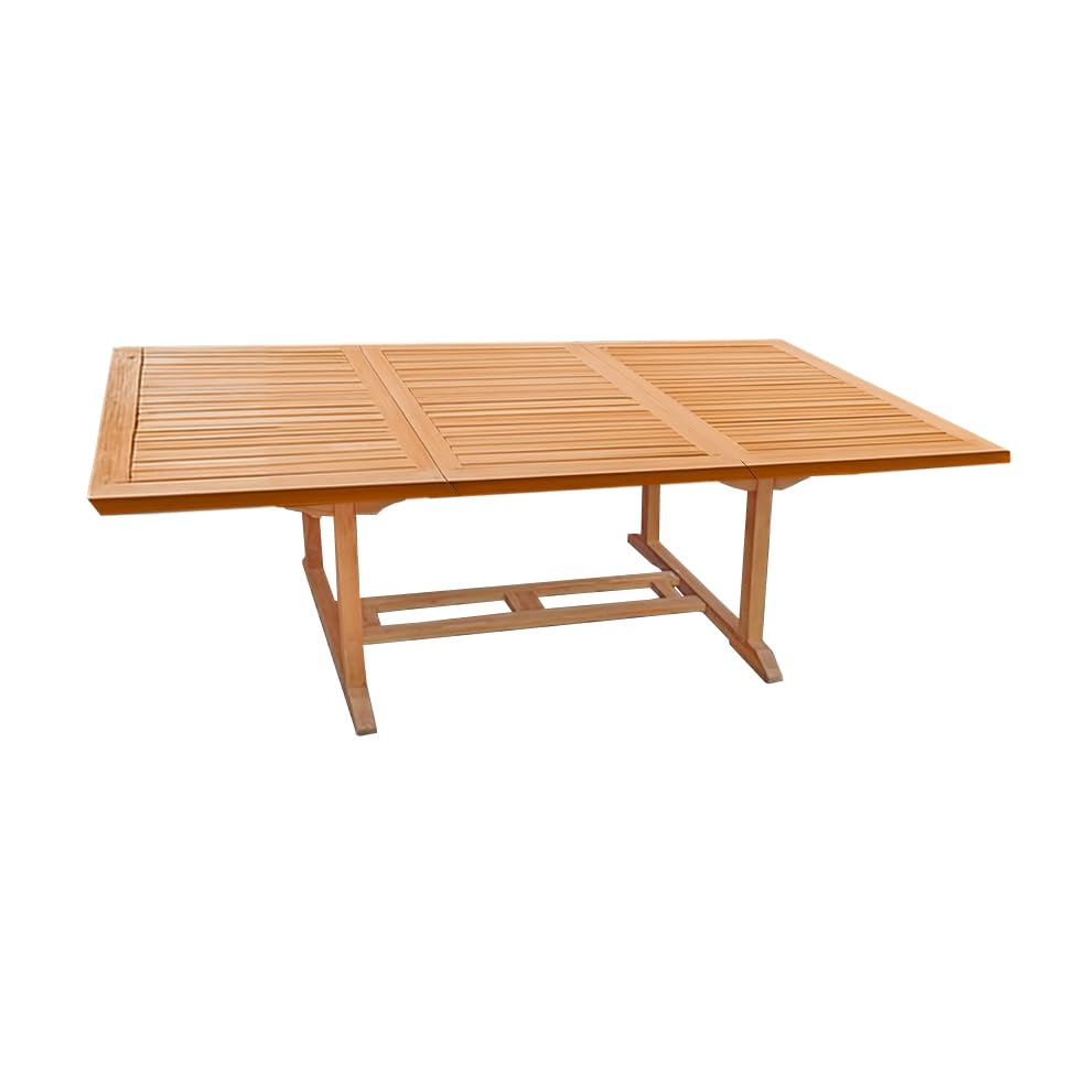 Meubletmoi Table de Jardin rectangulaire Extensible 180 à 240 cm en Bois de Teck Massif huilé - extérieur Naturel Patio terrasse Balcon - ANCOLIE