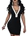 Women's Sexy Dresses Deep V Neck Bodycon Backless Club Stretchy Sleeveless Party Black L