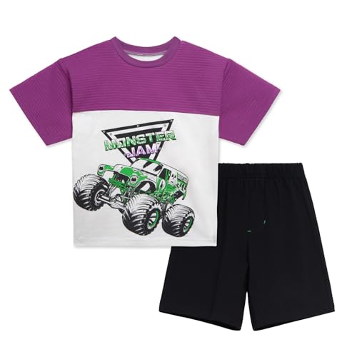 Image of Monster Jam Grave Digger Boys' Athletic 2-Piece T-Shirt and Shorts Set Toddler to Little Kid