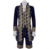 Traje de caballero británico para hombre, disfraz rococó victoriano renacentista Tudor | Ropa formal noble vintage para festival renacentista cosplay (XL azul)