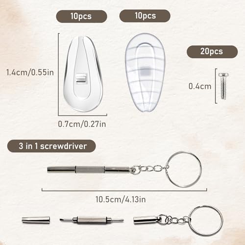 EKIND Ultra-Soft Silicone Nose Pads for Glasses, Anti-Slip & Pressure-Reducing Air Chamber Nose Pads, (5 Pairs Super Soft + 5 Pairs Anti-Slip + One Eyeglass Screwdriver)