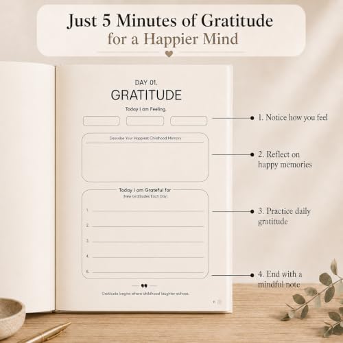 Image of Advanced Gratitude Journal (Light Beige) | NLP-Guided Daily Planner for Gratitude & Focus | 66-Day Habit Builder | Undated A5 Journal with Guided Meditation & Videos