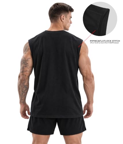 Image of SHODOX Men's 100% Cotton Tank Top | Round Neck Sleeveless Gym Vest | Loose Fit Casual Sportswear T-Shirt | Breathable & Lightweight Fitness Wear for Workout & Active Wear