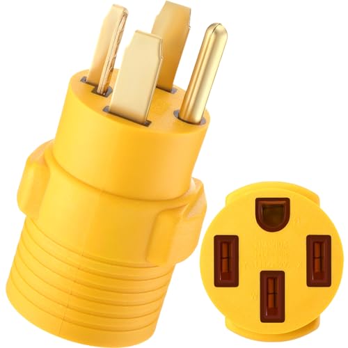 Kanayu 4 Prong 30 Amp Dryer to 50 Amp EV Charger, Compatible with NEMA 14-30P to 14-50R Adapter Compatible with Tesla, for Level 2 EV Charging, Generator Dryer Power Cord Adapter, ETL Listed(Yellow)
