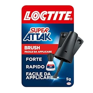 Loctite Super Attak Brush, Adesivo Istantaneo Con Pennello Facile E Preciso, Colla Liquida Trasparente Per Gomma, 16.5 X Cm X 2.0 X Cm X 9.8