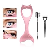 DAGEDA Mascara Shield Applicator Guard,3Pcs Eyelash Kits Included Eyelash Separator Tool and Eyelash Brush,Multifunctional Silicone Mascara Guard & Eyeliner Stencil (Pink)