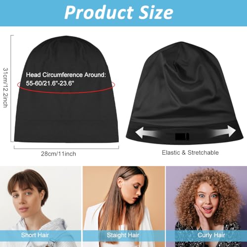 Image of SANNIDHI Sleeping Cap for Women Bamboo Fiber Silk Hair Care Cap for Sleeping Stretchy Postpartum Hair Wrap Cap for Long Hair