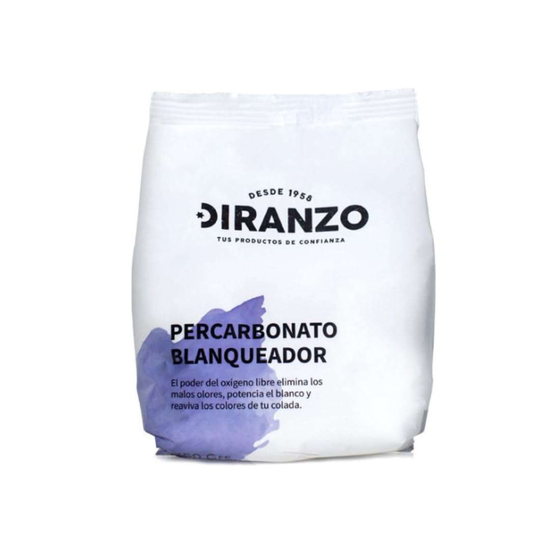 Percarbonato Blanqueador Diranzo Pack 6 unidades 750g x 6. Total 4,5 Kg, Quitamanchas, Blanqueante, Elimina Olores y Grasa. Apto Ropa blanca y Color. Elimina manchas difíciles