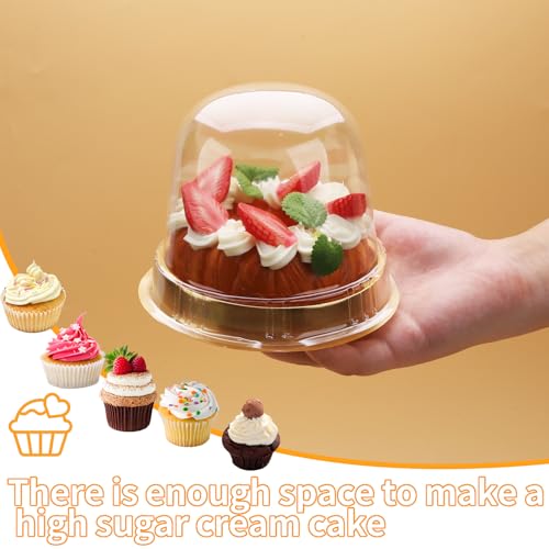 Boîtes à gâteau avec support dôme transparent et socle doré rigide - 4