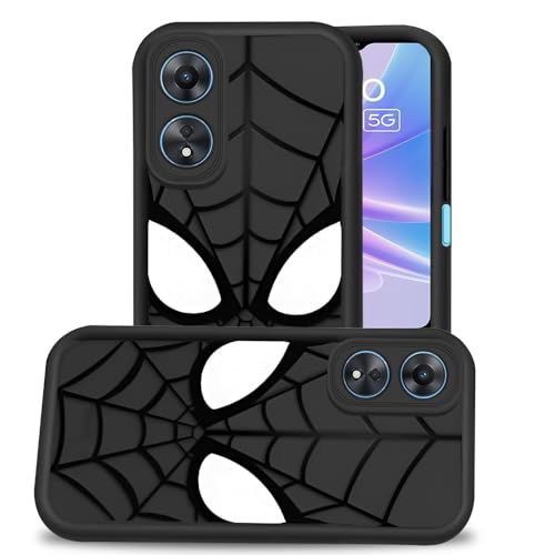 Image of AESTMO Back Case Cover for Oppo A78 5G Cover | Spidey Face Mask Design | Silicone Case | Full Body Protection | Camera Protection Back Cover for Oppo A78 5G (Black)
