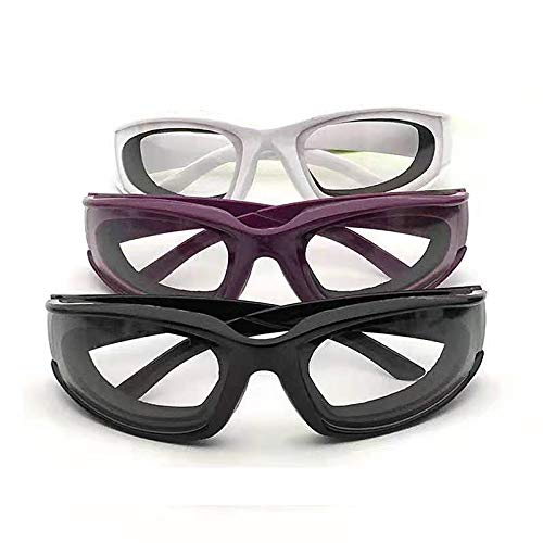 3 Pack Onion Goggles Glasses, Anti-Fog No-Tears Kitchen Onion Glasses with Inside Sponge, Kitchen Gadget for Chopping Onion Tearless BBQ Grilling Dust-proof, Eye Protection Glasses Kitchen Tool