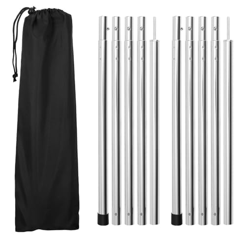 Vkechh Zeltstangen Teleskop Teleskopstange - Alu Teleskopstangen für Teleskopstange Camping 2er Set Höhe 85205 cm Einstellbare Leichte zeltstangen für sonnensegel Outdoor-Sport-Camping Silber