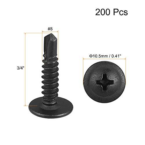 Tornillos autorroscantes Phillips #8 x 3/4" acero carbono 200pcs miniatura 2